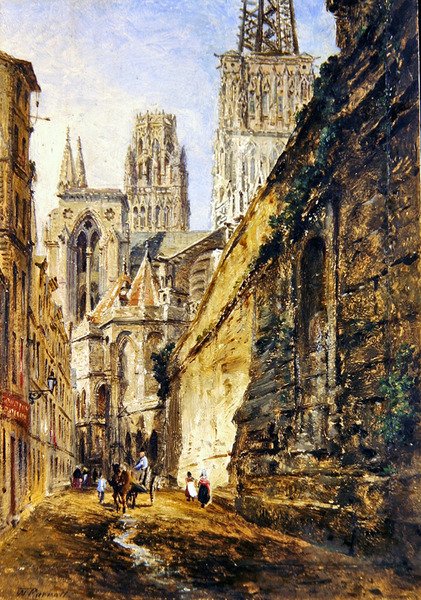 Catedral de Rouen, c.1860 (óleo sobre papel colocado a bordo) de William Parrott