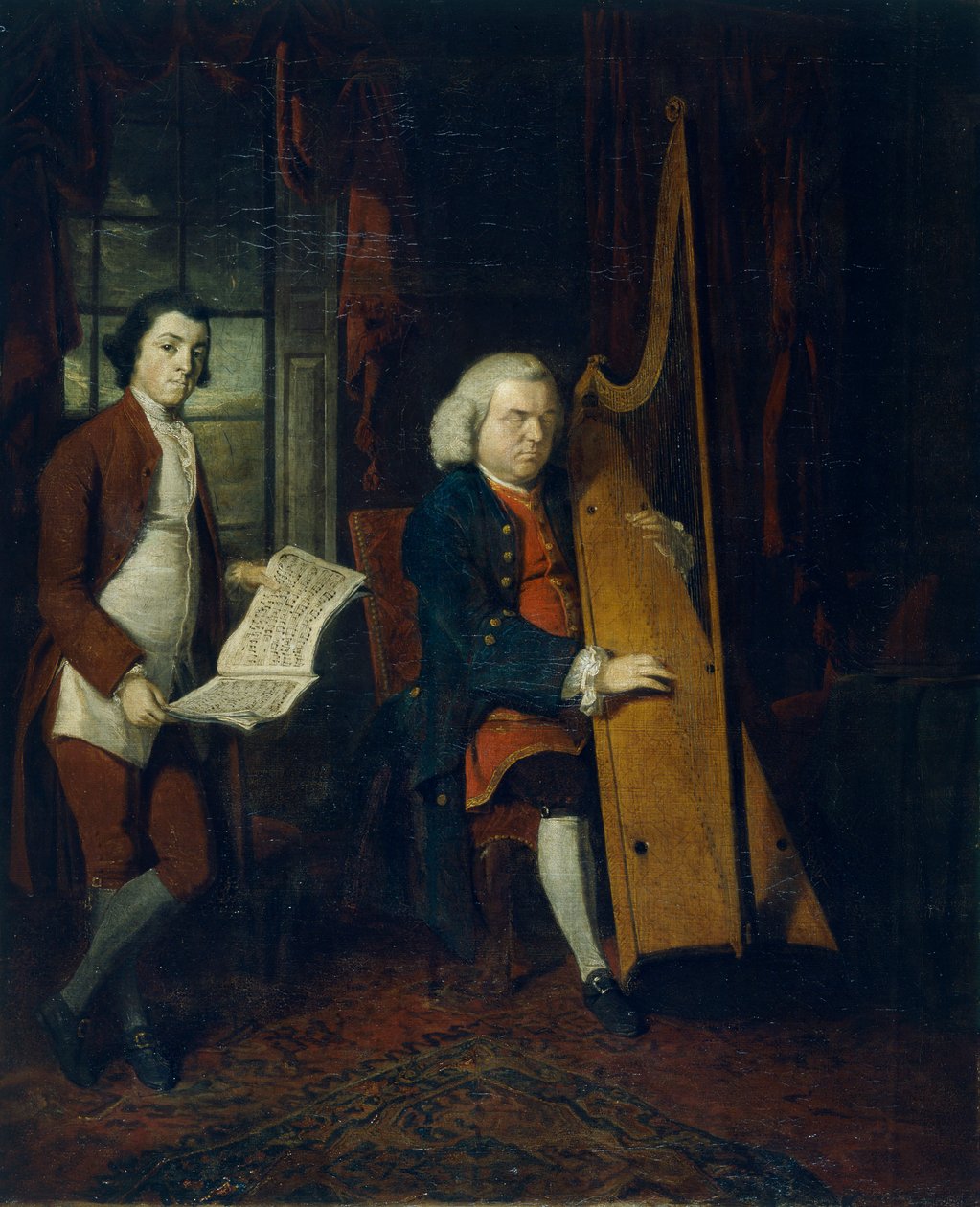John Parry, o Harpista Cego, com um assistente, c1770-1780. de William Parry