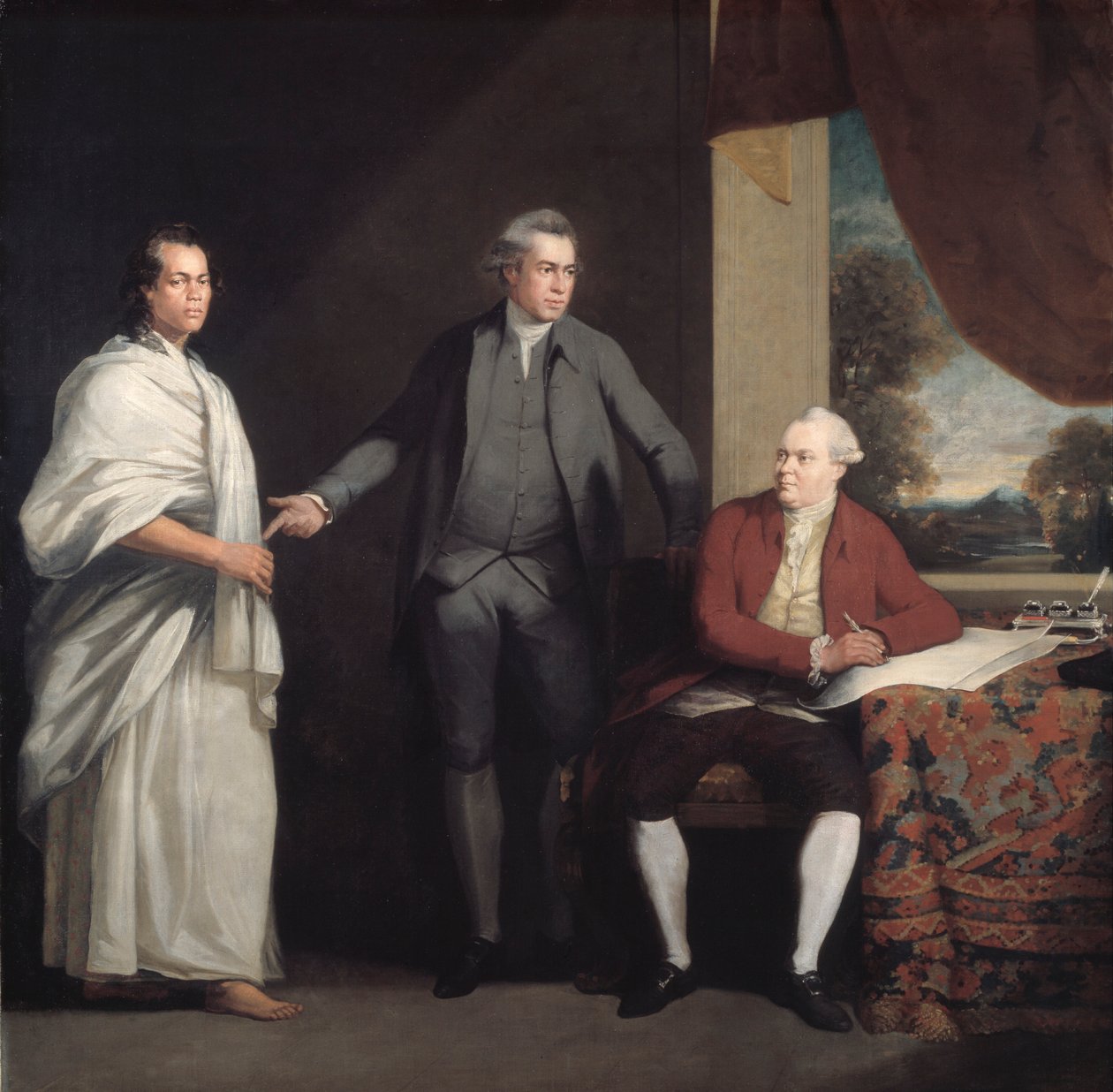 Omai, Joseph Banks e Dr. Daniel Solander, c1775-6. de William Parry