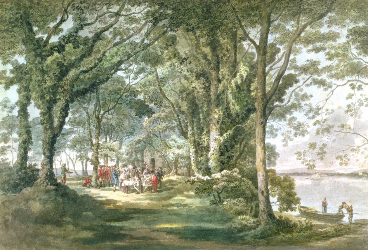 Paisagem com figuras em uma refeição ao ar livre, 1760-1782 de William Pars