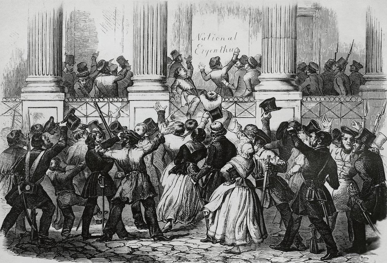 Revolução em Berlim em frente ao palácio de Guilherme I, Março de 1848, Alemanha de Nicolas Toussaint Charlet