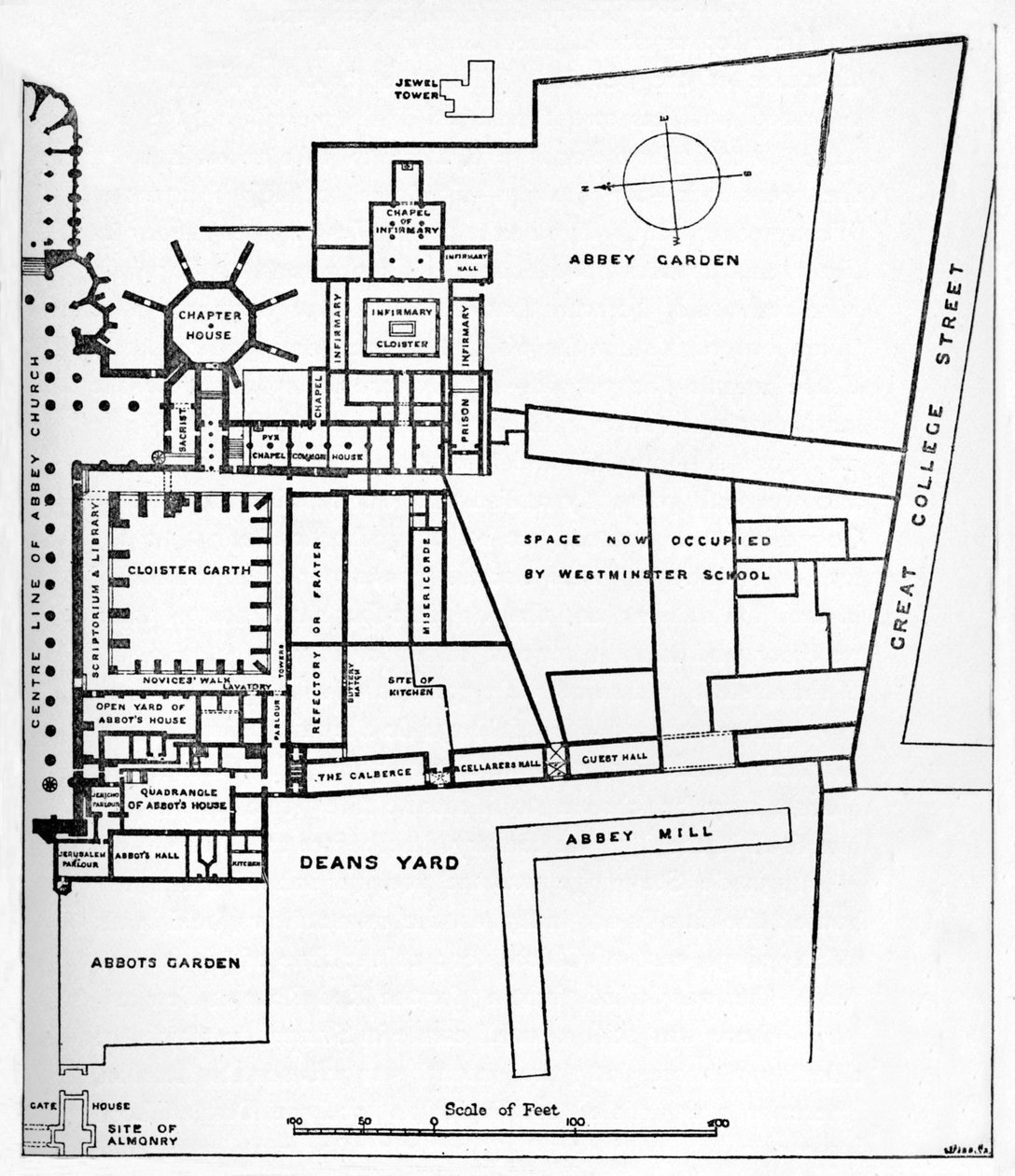Plano da Abadia Beneditina de Westminster, c1897 de William Patten
