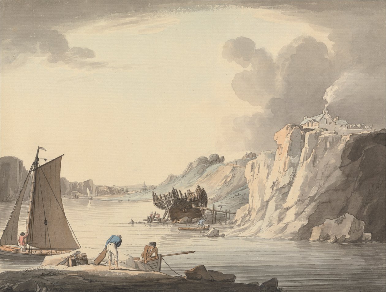 Entrada em Stonehouse Creek, entre Plymouth e Dock, Devon de William Payne