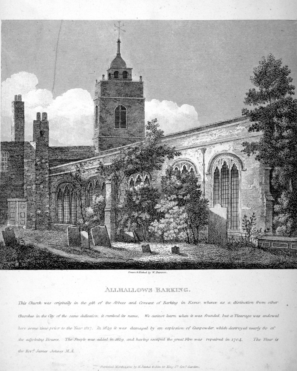 All Hallows-by-the-Tower Church, Londres, 1810 de William Pearson