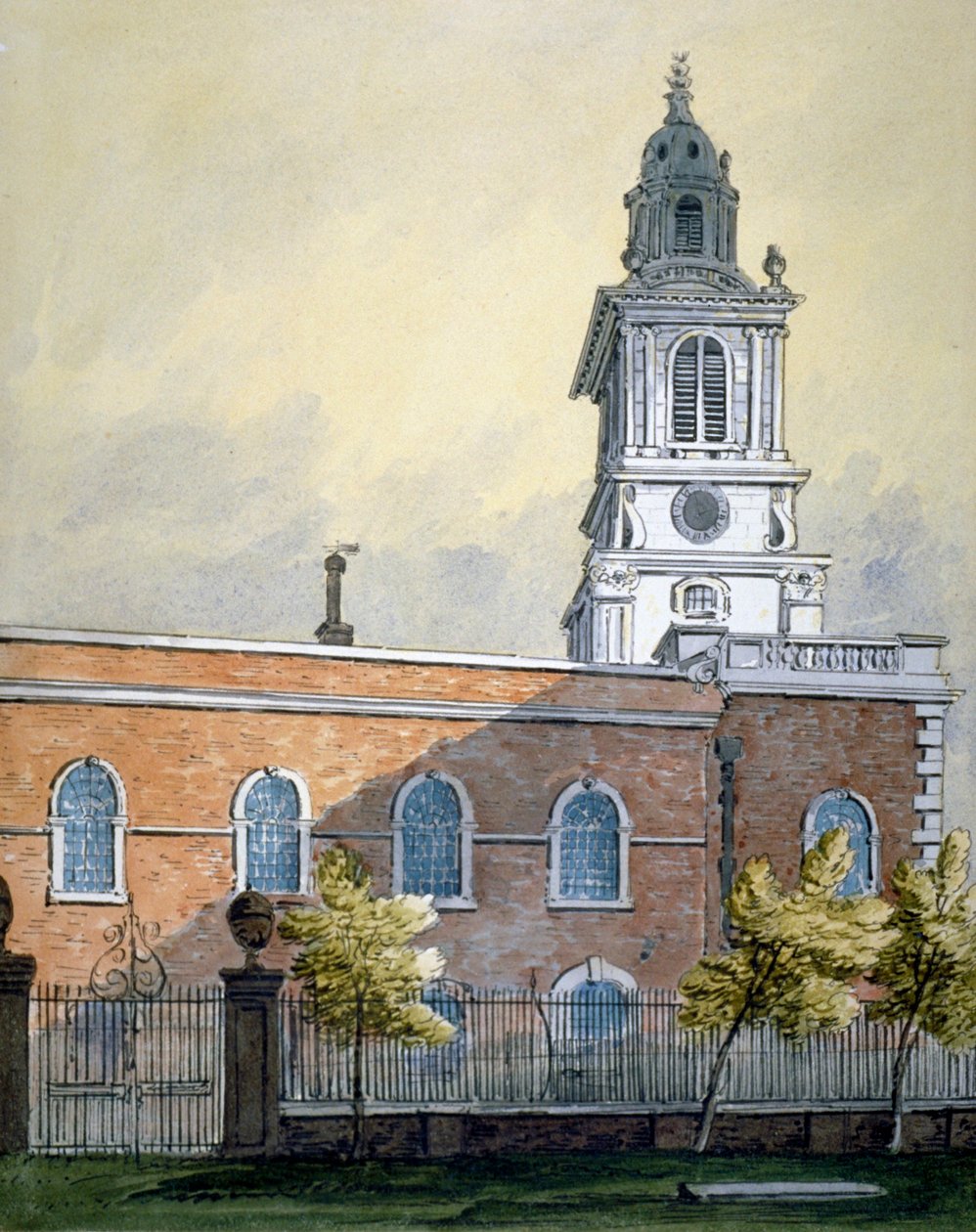 Igreja de São Botolfo sem Bispos, City of London, c1815 de William Pearson