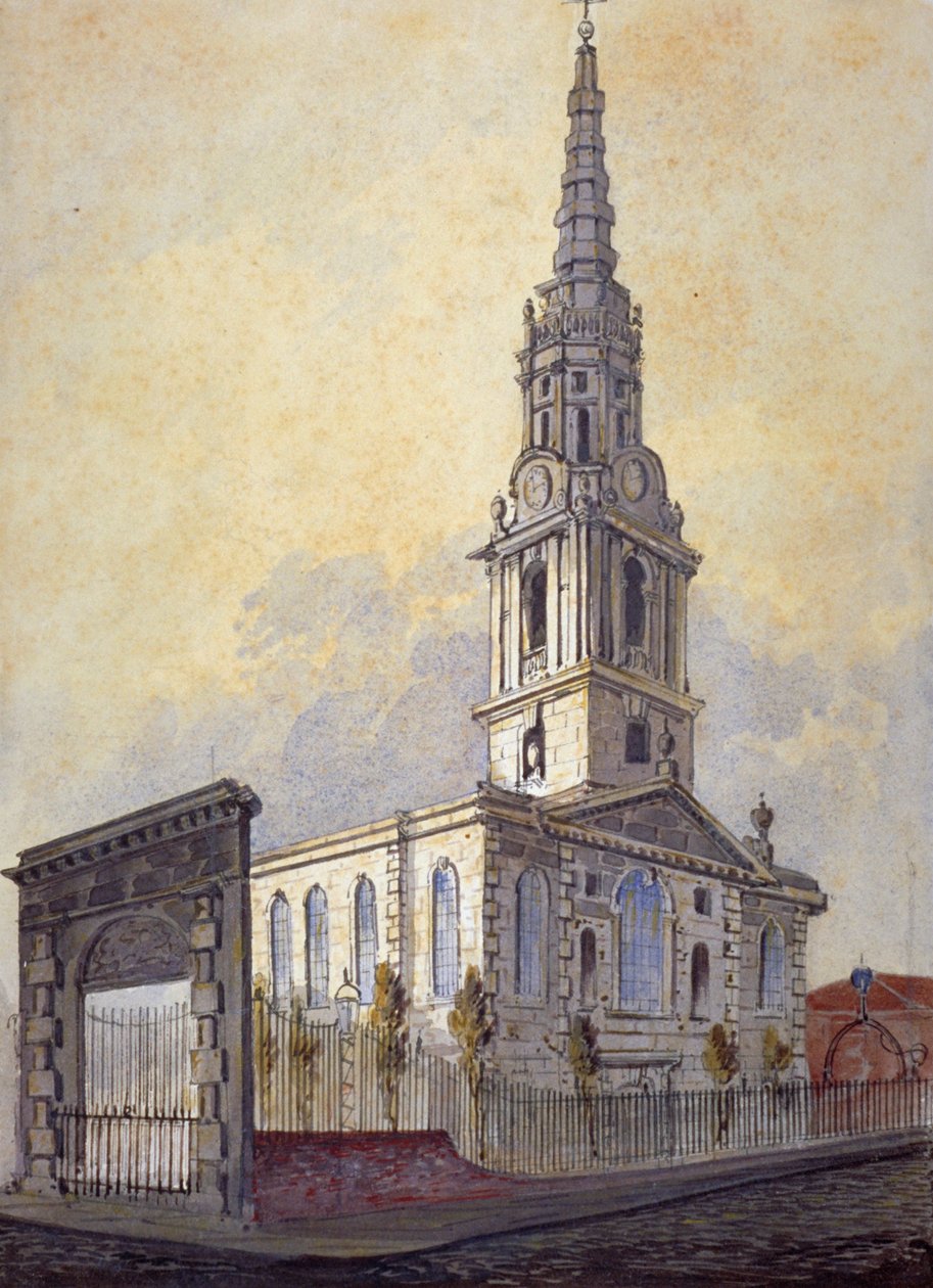Church of St Giles in the Fields, Holborn, Londres, c1815.                              de William Pearson