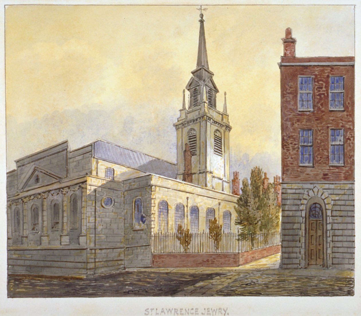 Igreja de São Lourenço Judeu de Guildhall Yard, City of London, 1810.                                de William Pearson