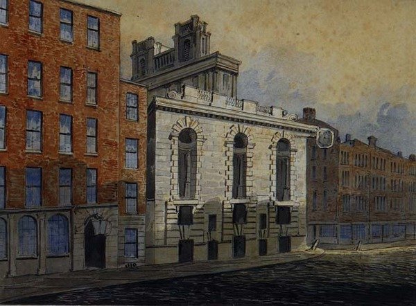 Lombard Street South, com St. Mary Woolnoth, c.1815 (aquarela) de William Pearson
