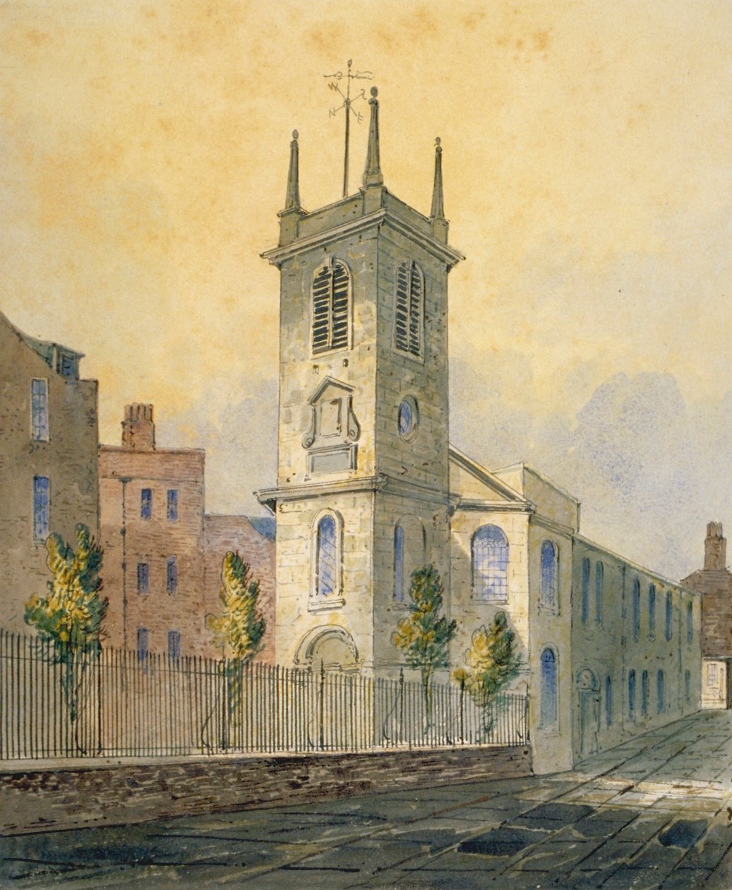 Vista sudoeste da Igreja de St Olave Jewry, City of London, 1815 de William Pearson
