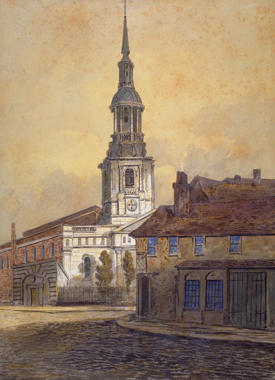 Igreja de St Leonard, Shoreditch, Londres, c1815 de William Pearson