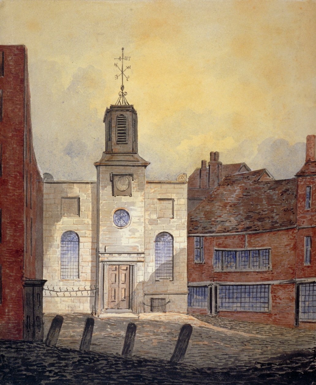 Vista da Igreja da Santíssima Trindade, Minorias, Cidade de Londres, 1810 de William Pearson