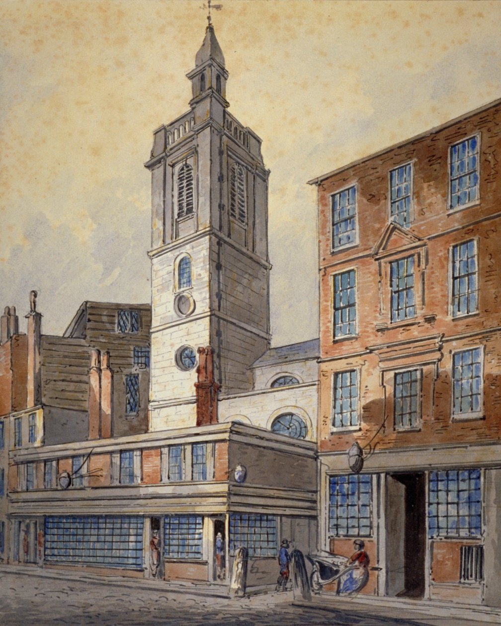 Vista de St. Dionis Backchurch, City of London, 1815.     de William Pearson