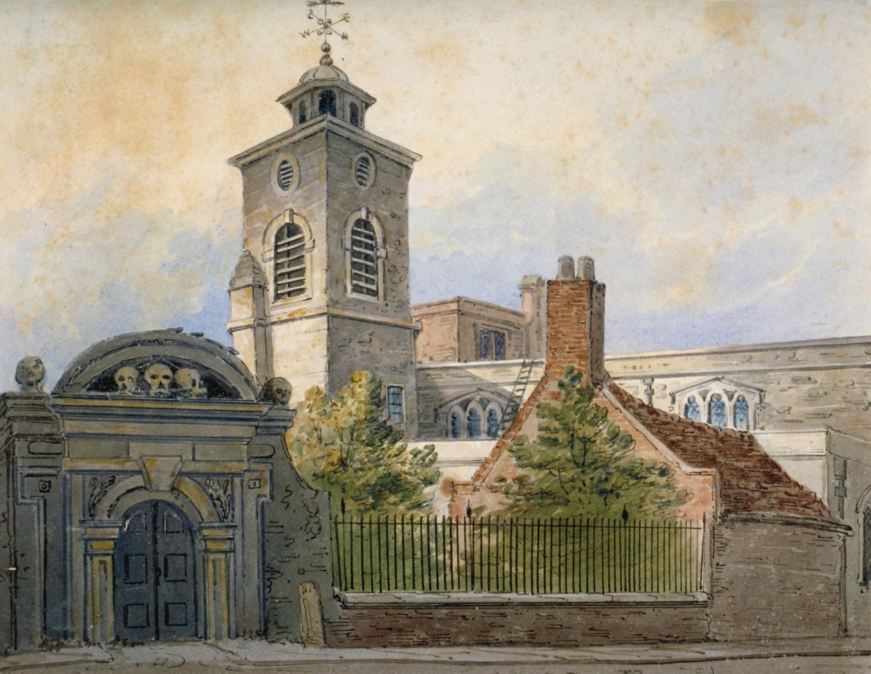 Vista da Igreja de St Olave, Hart Street, de Seething Lane, City of London, 1815 de William Pearson