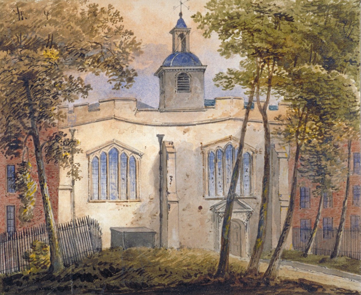 Vista oeste da Igreja de Santa Helena, Bishopsgate, Cidade de Londres, c1810 de William Pearson