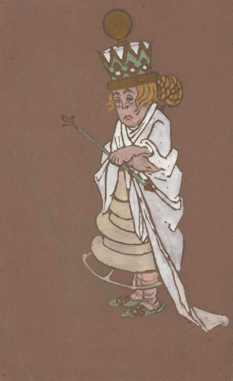 Desenho do traje de Rainha Branca para Alice-in-Wonderland 1915. de William Penhallow Henderson