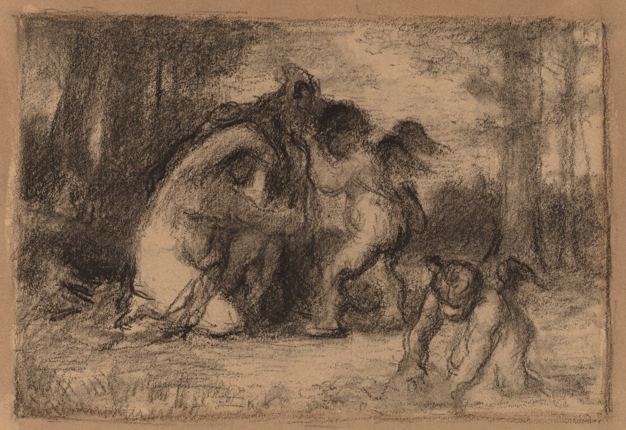 Paisagem arborizada com Putti ajudando uma mulher a se despir de William Perkins Babcock