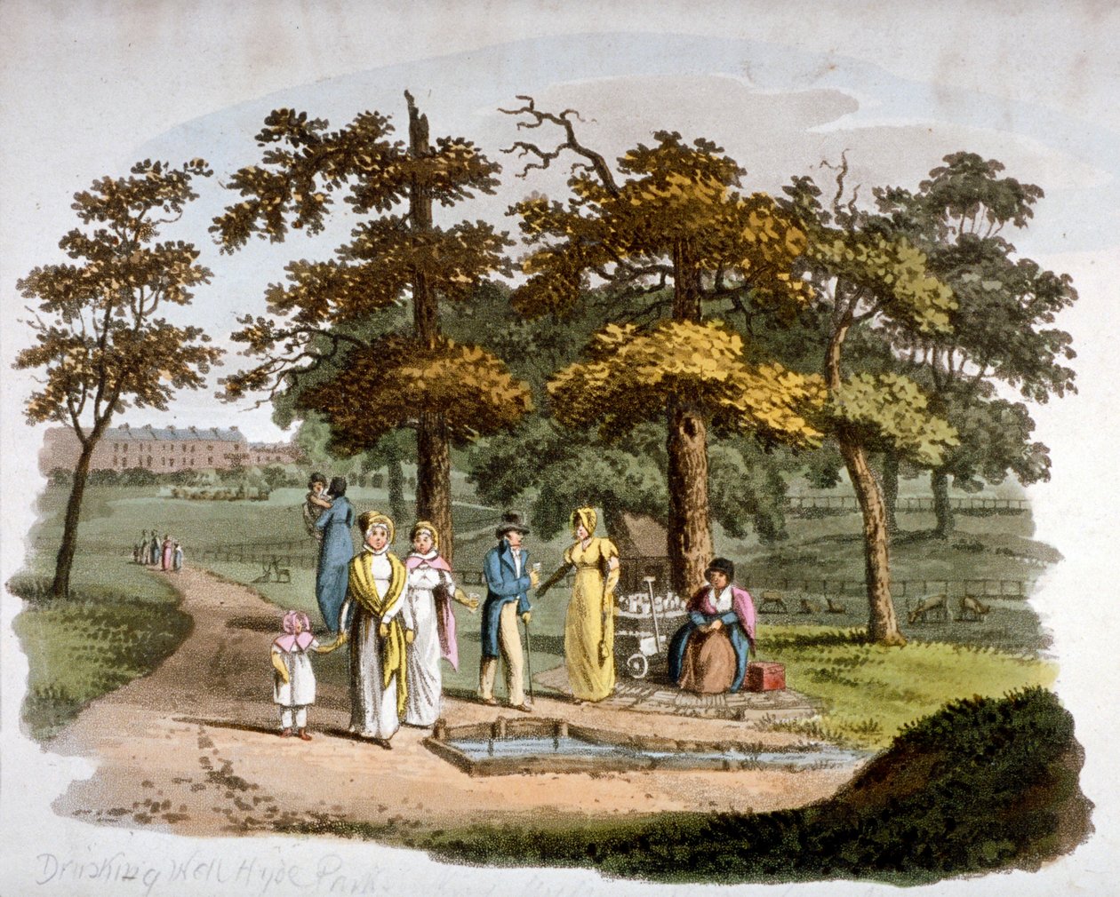 Vista de um poço de bebidas, Hyde Park, Westminster, Londres, 1812 de William Pickett