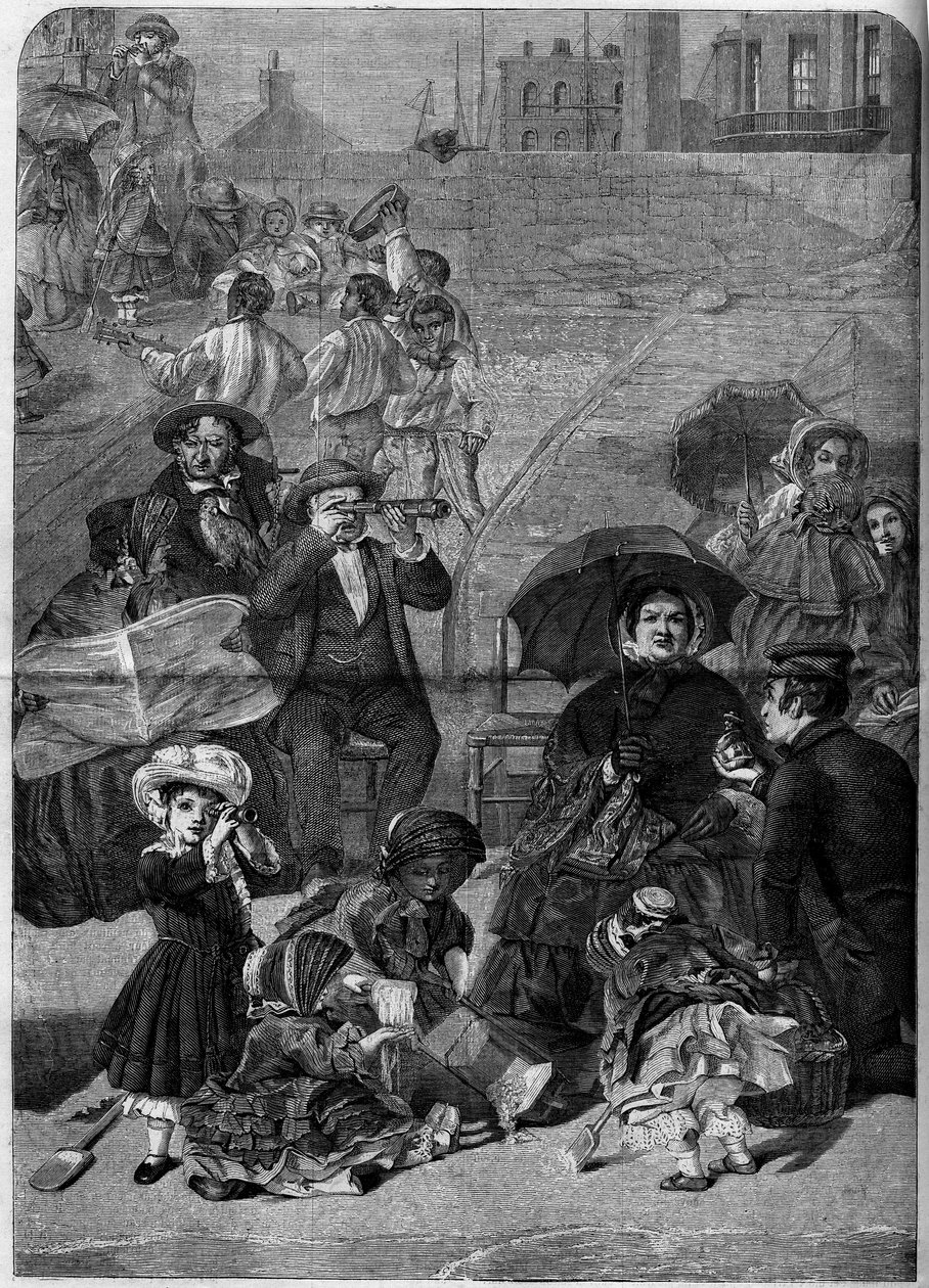 Inglaterra vitoriana: Turistas na Praia de Ramsgate, Inglaterra de William Powell (after) Frith