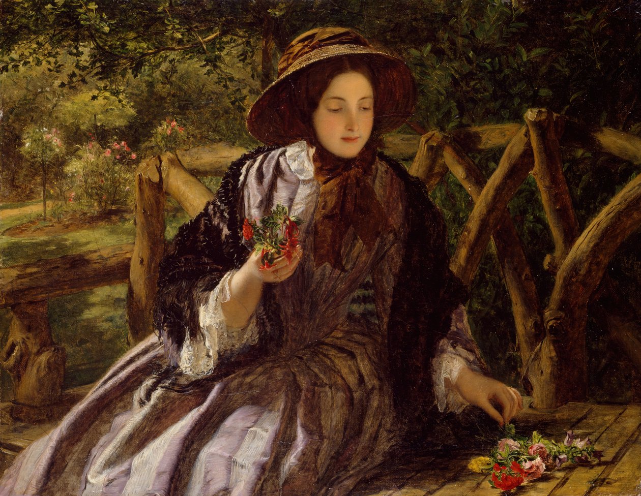 Garden Flowers Making a Posy, 1855-1856. de William Powell Frith