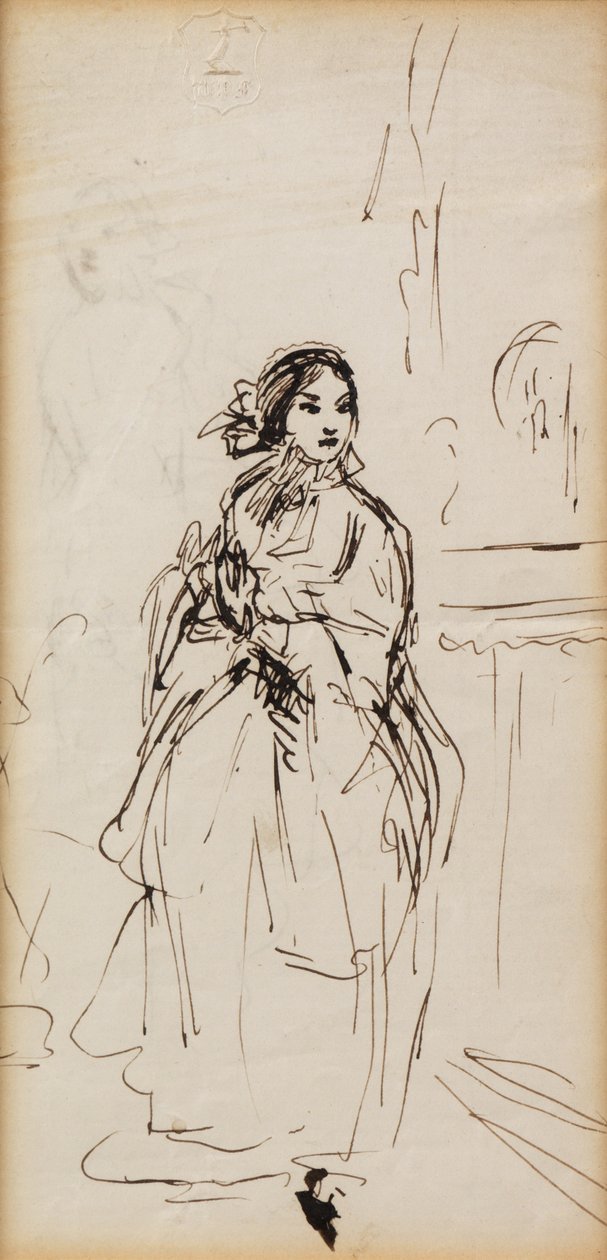 Garota com pressa (caneta e tinta) de William Powell Frith