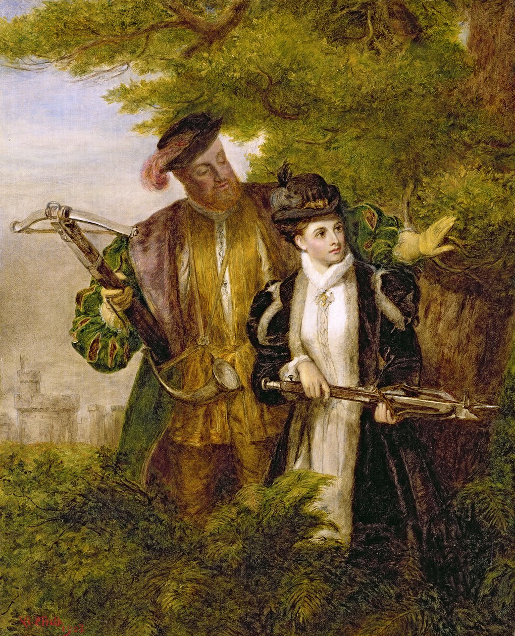 Rei Henry e Anne Boleyn Deer atirando na floresta de Windsor, 1903 de William Powell Frith