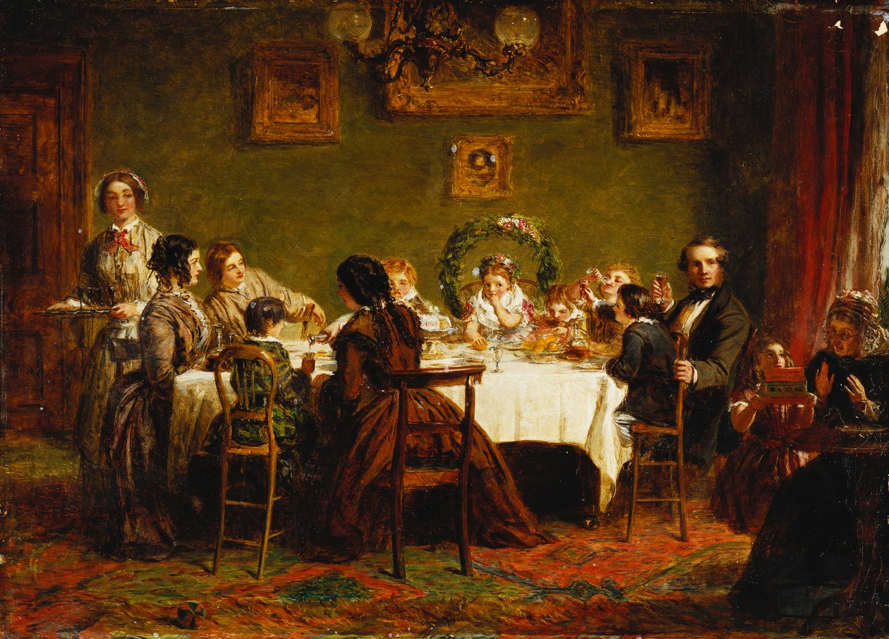 Esboço para &39;Muitos felizes retornos do dia&39;, c. 1856 (óleo a bordo) de William Powell Frith