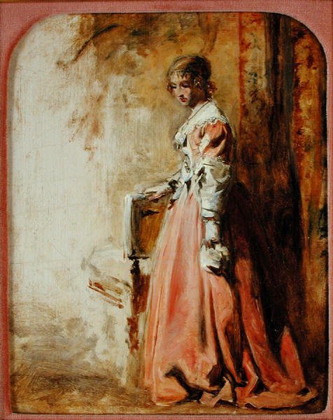 O Vestido Cor-de-Rosa (óleo sobre papel) de William Powell Frith