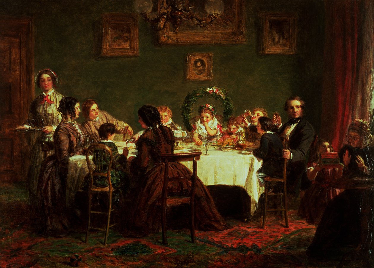 O Esboço para "Muitos Regressos Felizes do Dia" (óleo a bordo) (ver também 38250) de William Powell Frith