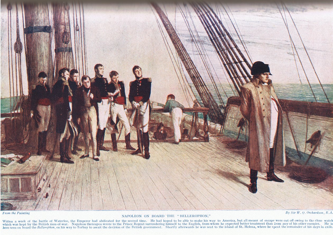 Napoleão a bordo do Belerofonte, ilustração da &39;Hutchinson&39;s Story of the Brtish Nation&39; de William Quiller Orchardson