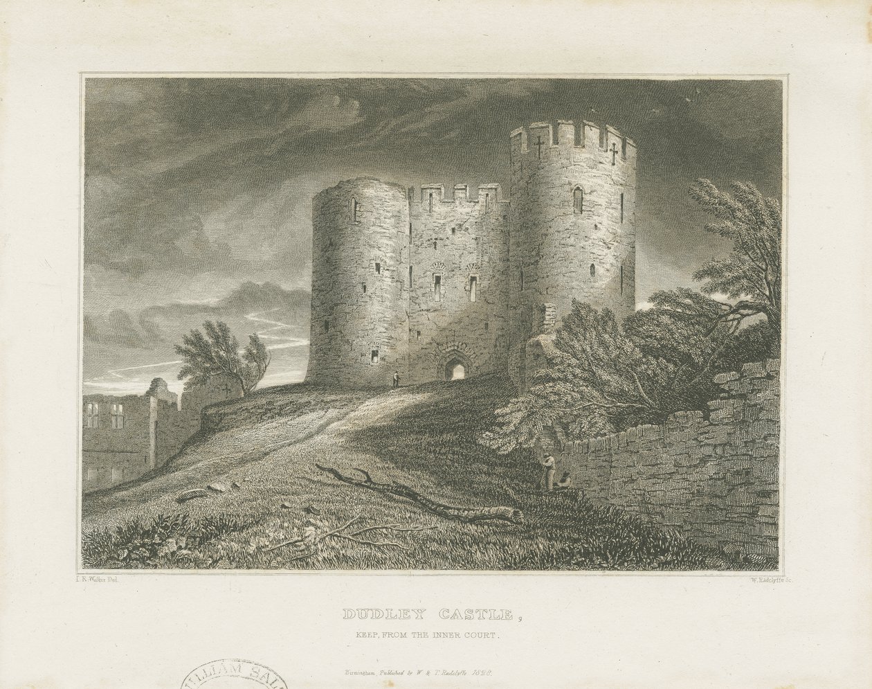 Castelo Dudley - The Keep: engraving, nd [c1828] de William Radclyffe
