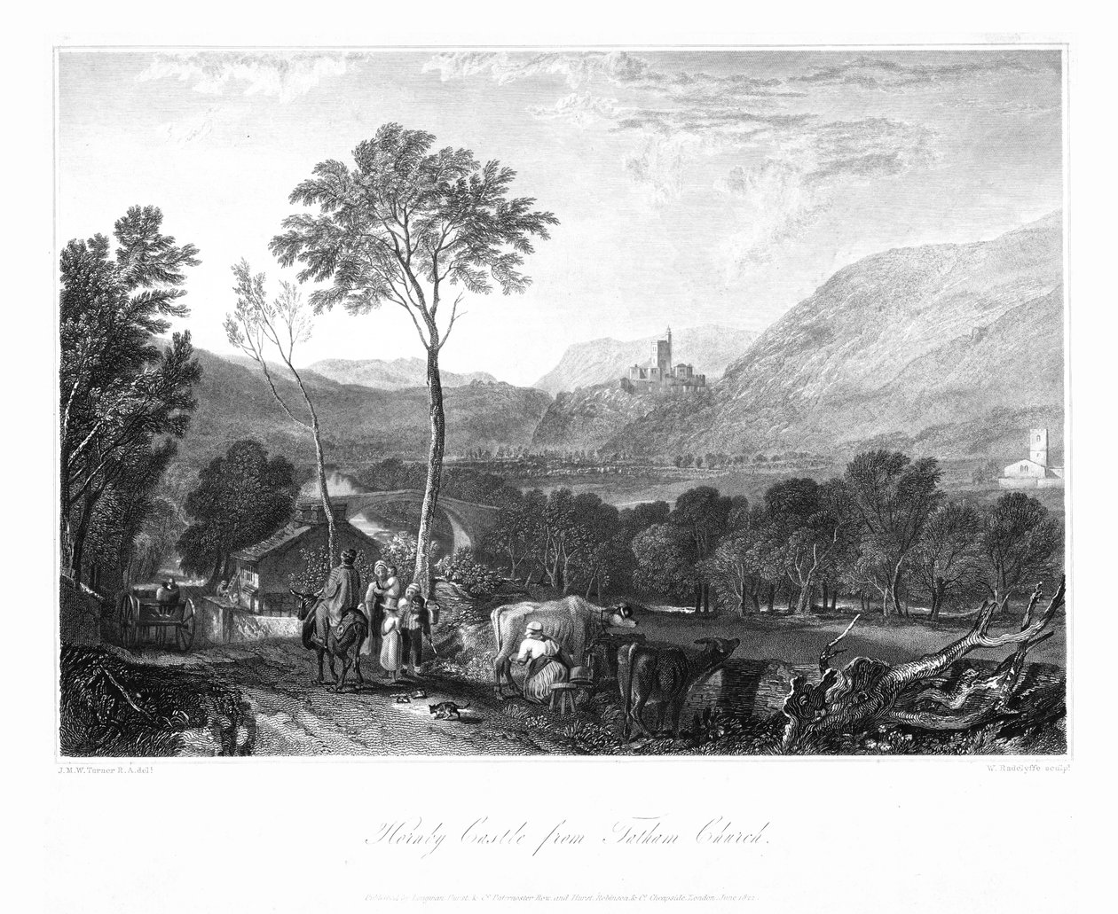 Castelo de Hornby da Igreja de Tatham, c1822. de William Radclyffe