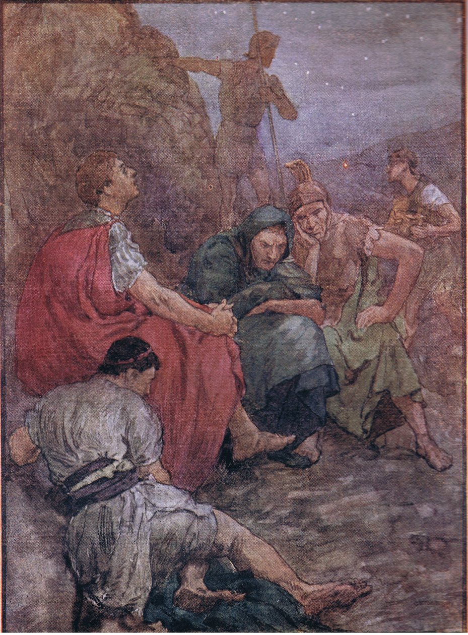 Brutus e seus companheiros após a Batalha de Philippi, de Plutarch Lives publicado por T C & E C Jack Ltd de William Rainey