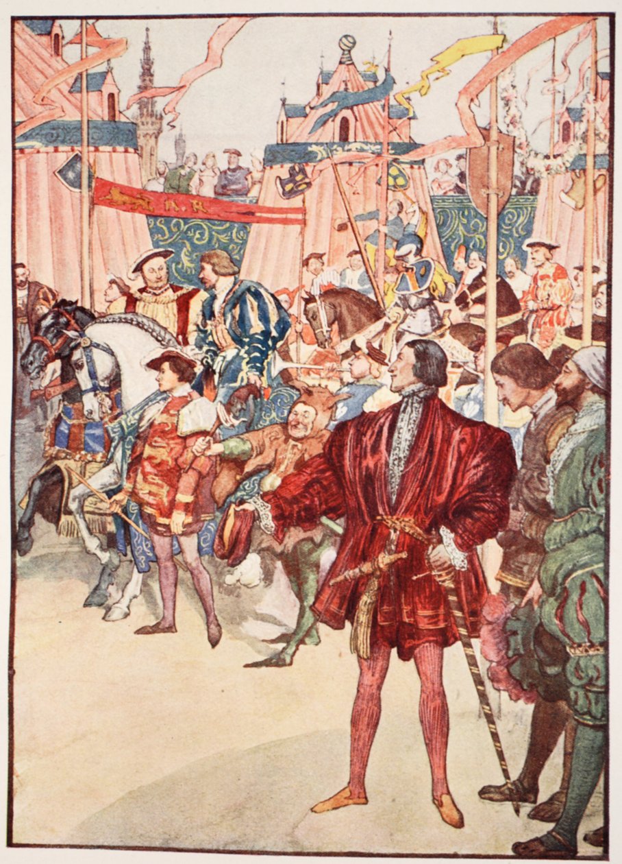 O Campo do Tecido de Ouro, junho de 1520, ilustração de "A História da França Contada a Meninos e Meninas", de Mary Macgregor, 1920 de William Rainey