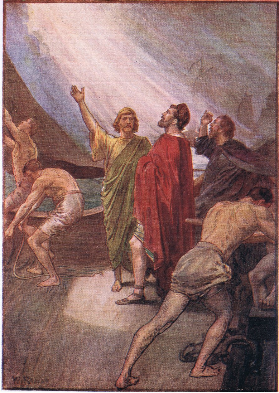 Timoleon navegando para a Sicília, de Plutarch Lives publicado por T C & E C Jack Ltd de William Rainey