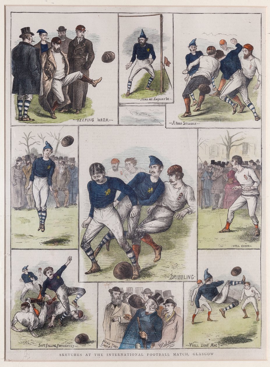 Esboços no jogo de futebol internacional, Glasgow, 1872 de William Ralston