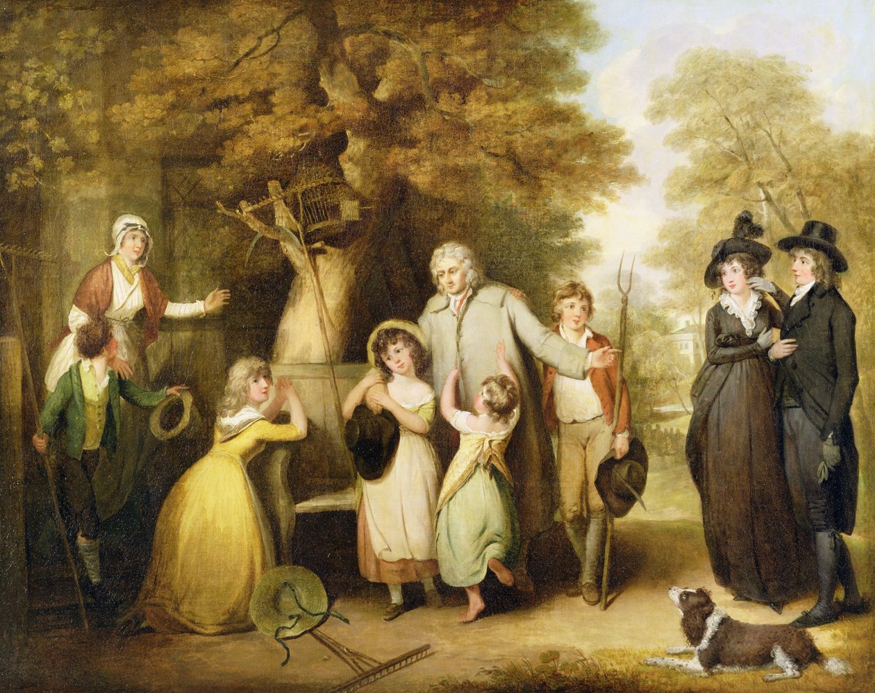 O herdeiro benevolente ou o inquilino restaurado para sua família (óleo sobre tela) de William Redmore Bigg