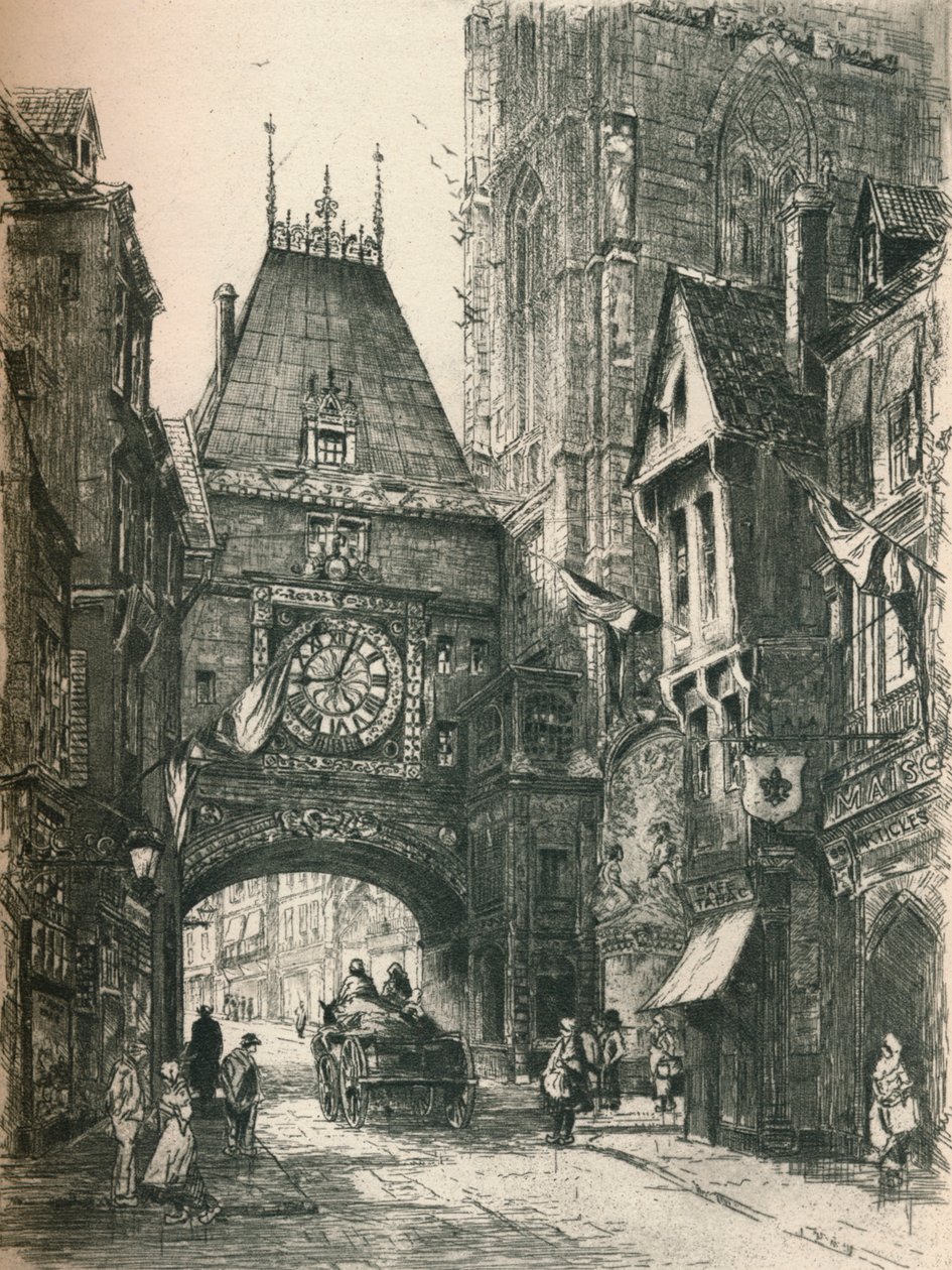 La Grosse Horloge, Rouen, século XIX. 1925 de William Renison
