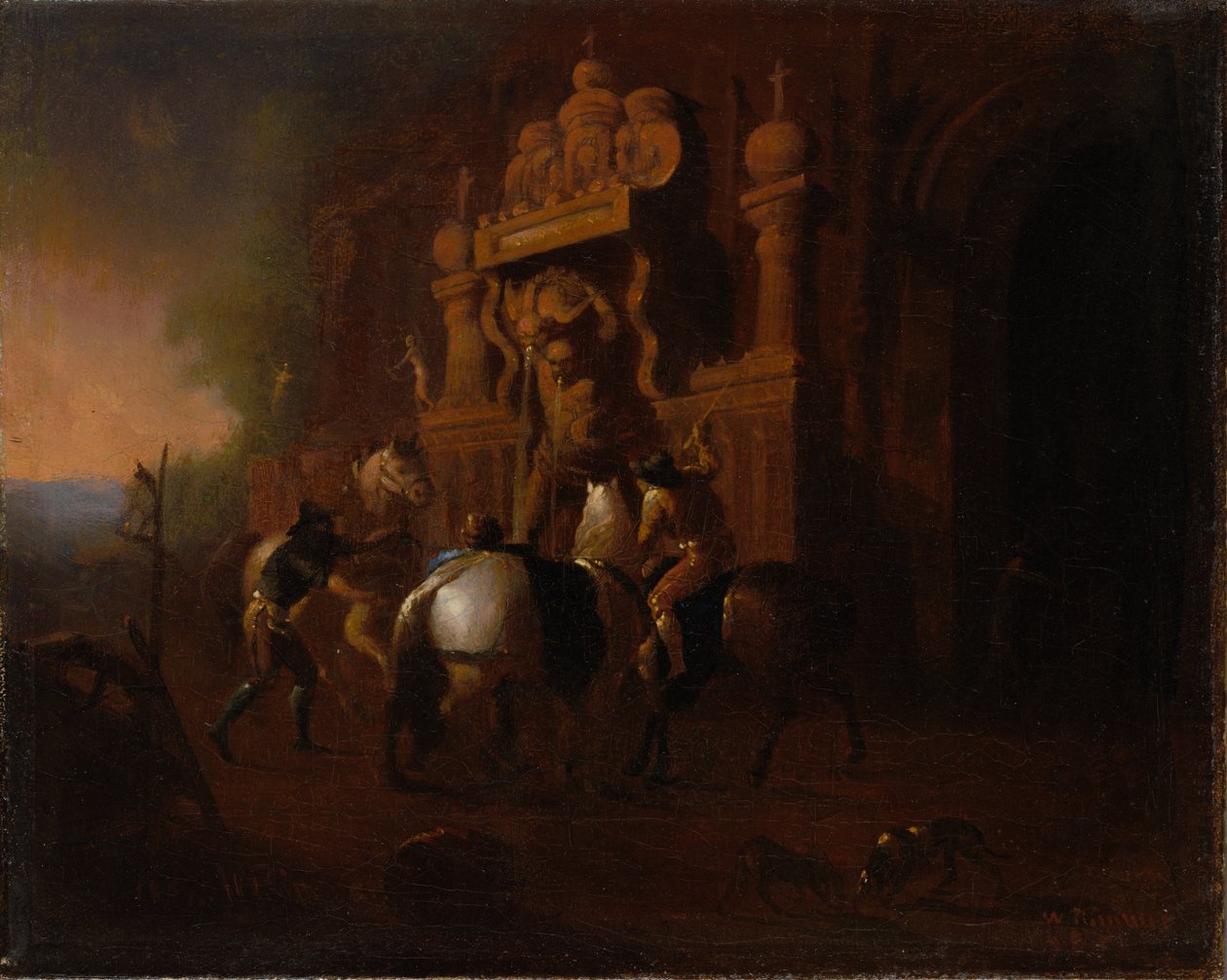 Cavalos em uma fonte, 185657. de William Rimmer