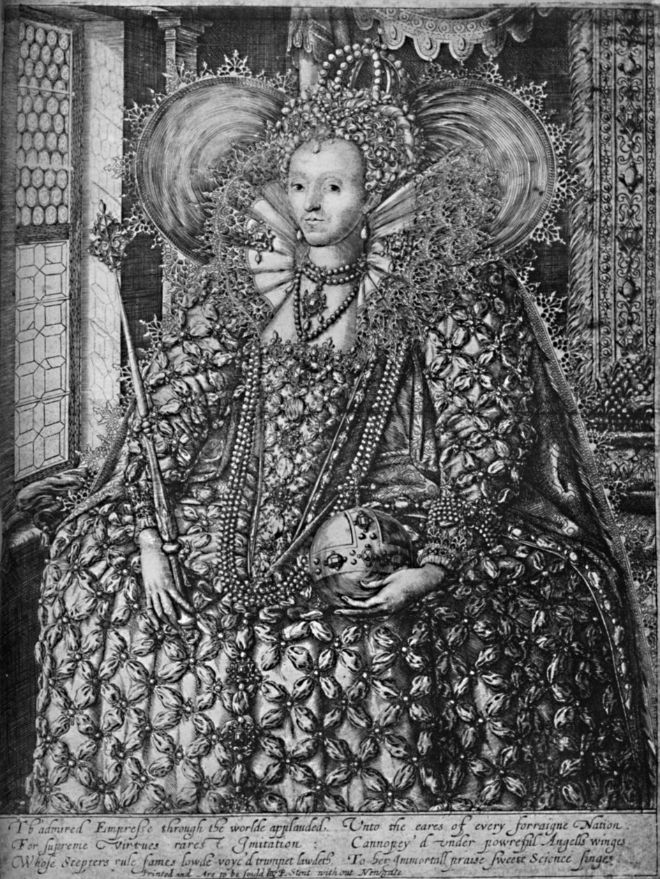 Rainha Elizabeth em pé em uma sala com uma janela de treliça, c1592 1903 de William Rogers
