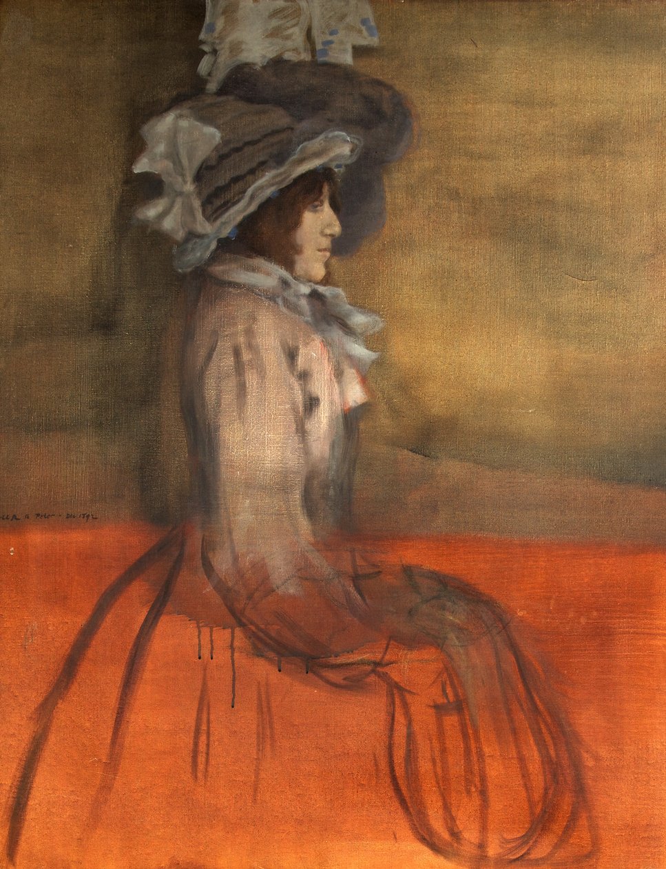 Retrato de uma senhora de chapéu de William Rothenstein
