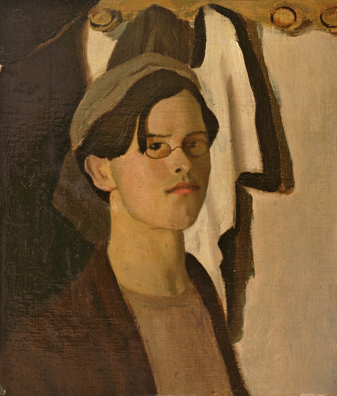 Autorretrato (fragmento de uma pintura maior) (óleo sobre tela) de William Rothenstein