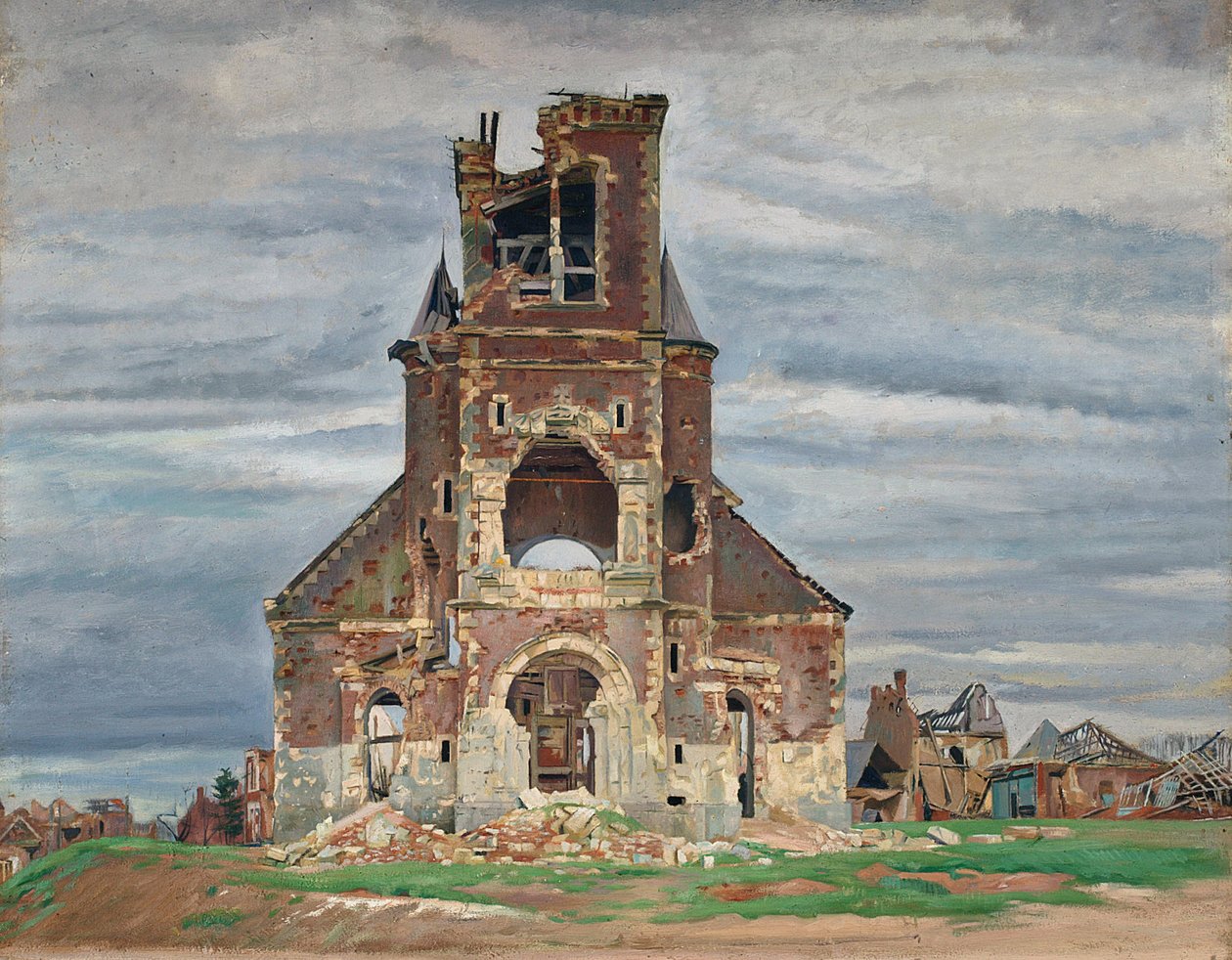 A Igreja de Bourlon (óleo sobre tela) de William Rothenstein
