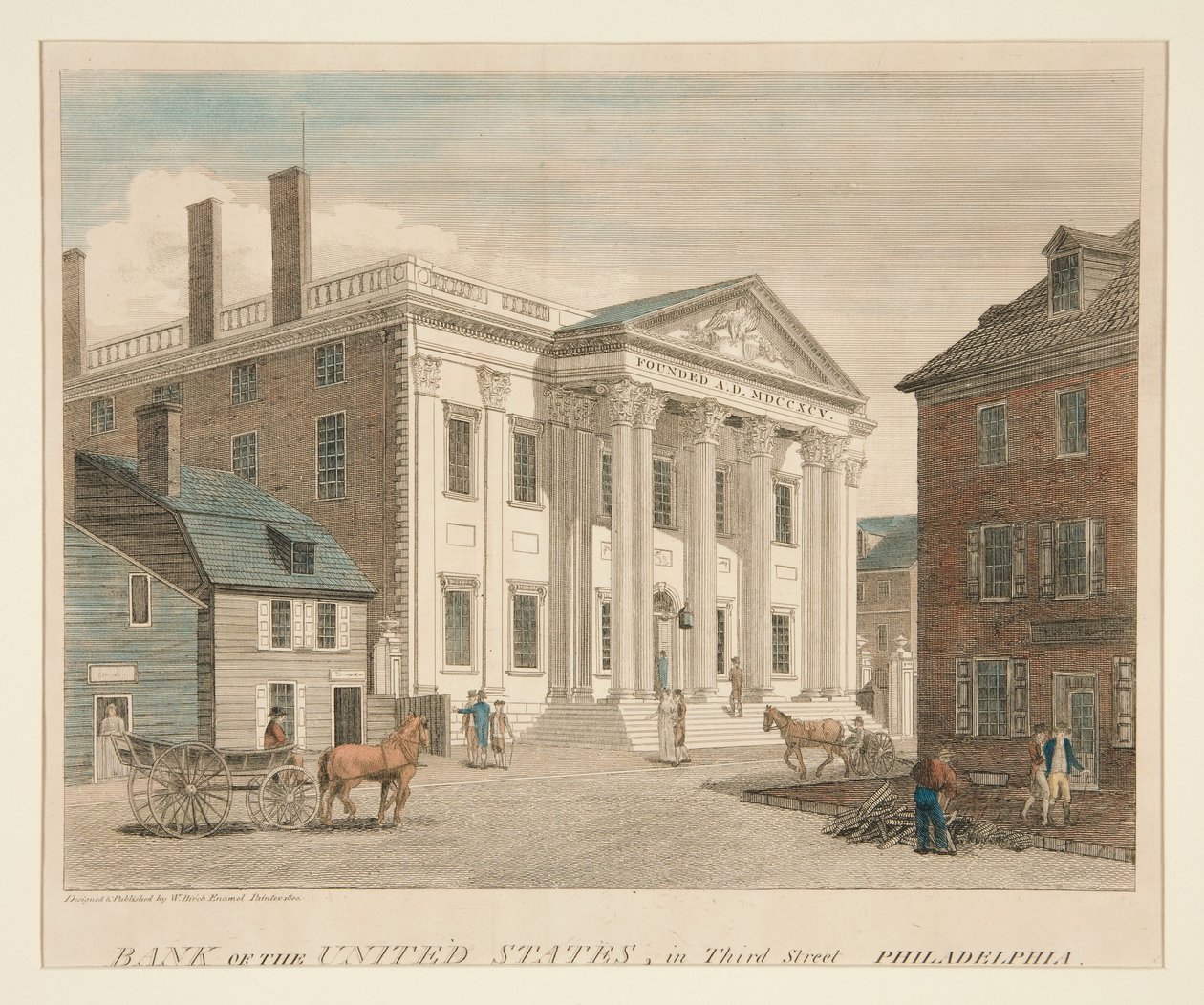 Banco dos Estados Unidos, na Third Street, em Filadélfia de William Russell Birch