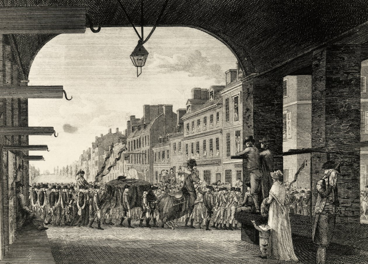 A procissão fúnebre de George Washington ao longo da High Street em Filadélfia de William Russell Birch