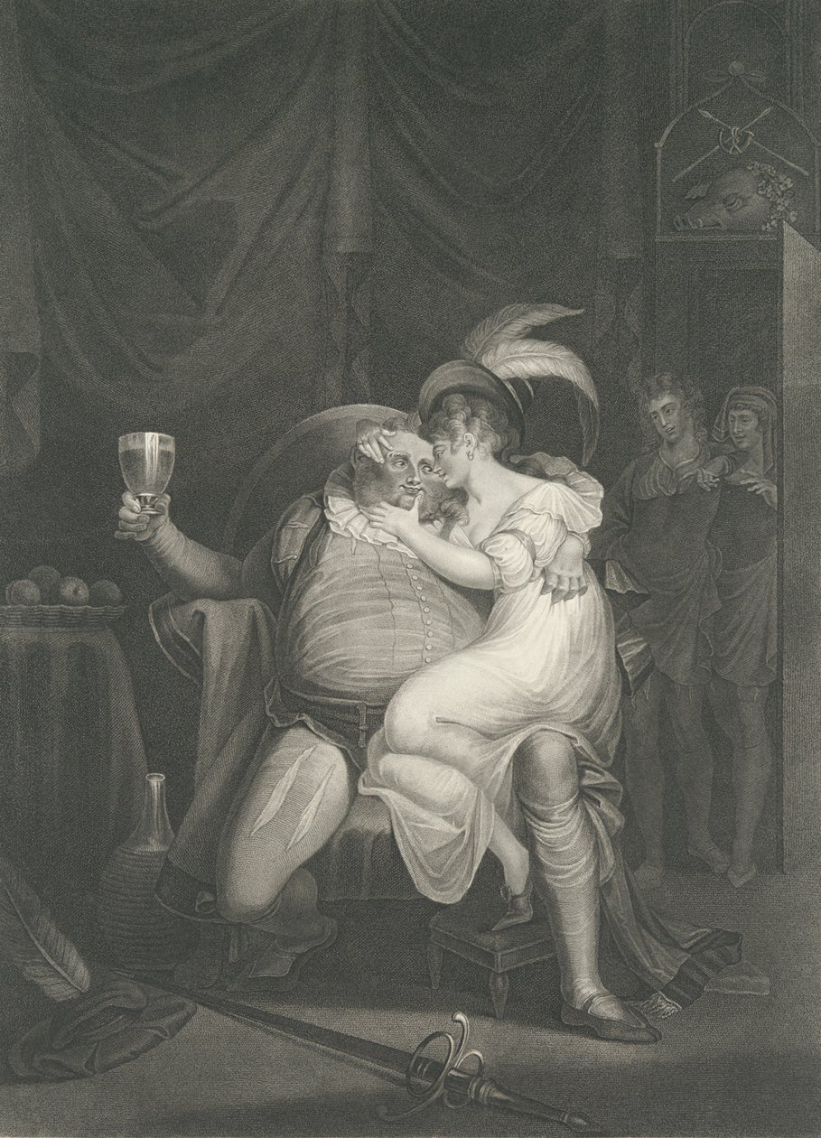 Doll Tearsheet, Falstaff, Henry and Poins Shakespeare, Kin..., publicado pela primeira vez em 1795, reeditado em 1852. de William Satchwell Leney