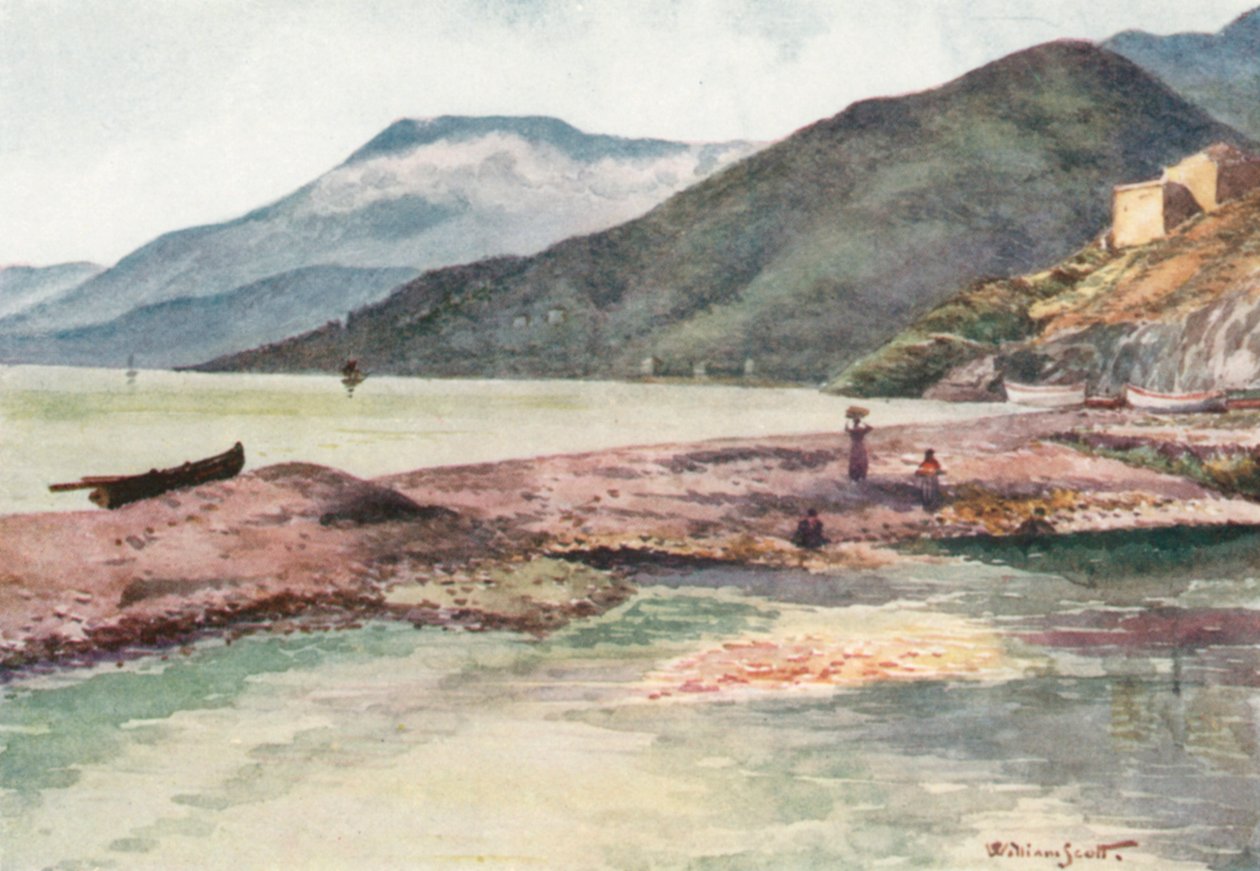Itália e França, foz do Roya (litografia a cores) de William Scott
