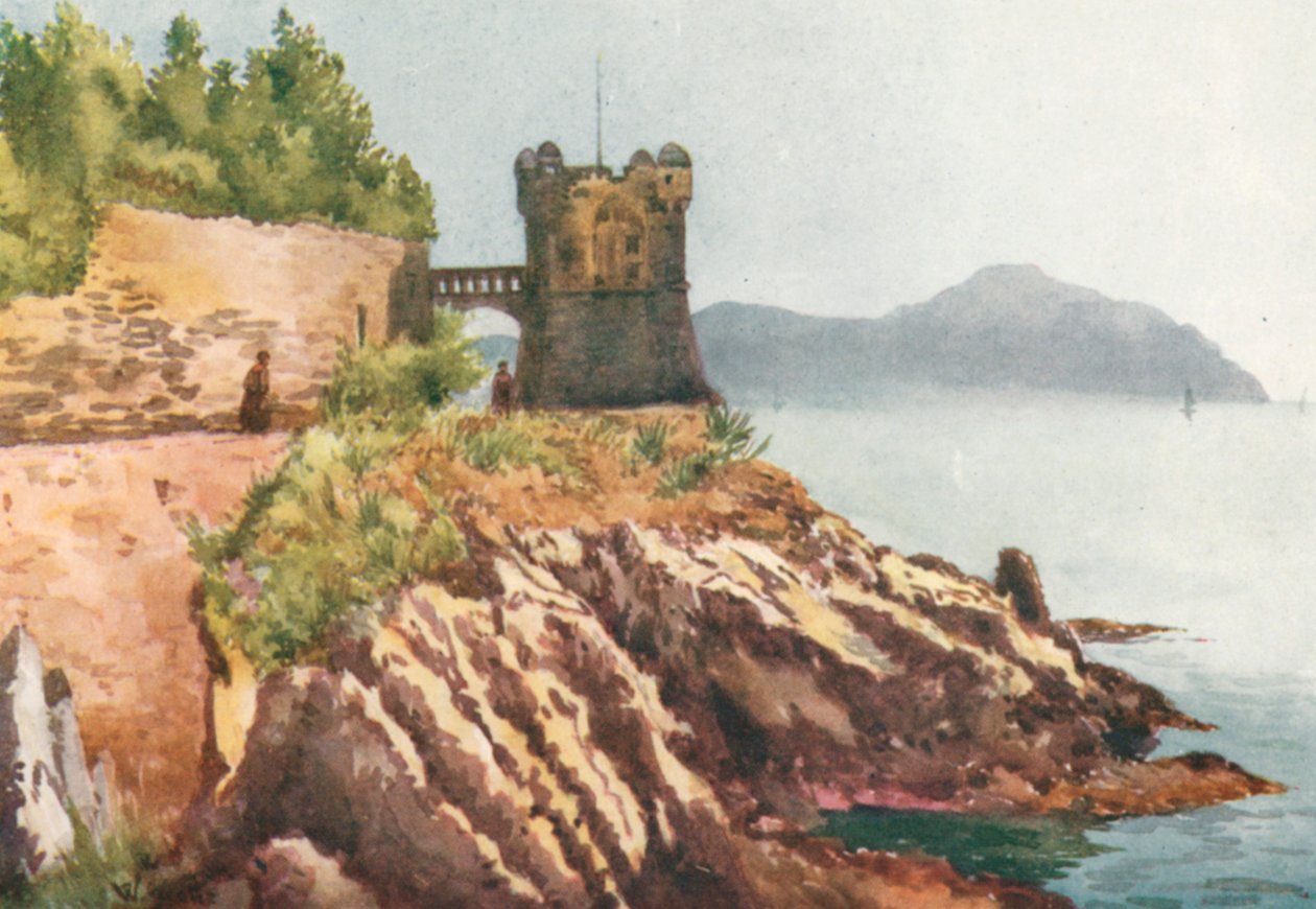 O passeio marítimo, Nervi (litografia a cores) de William Scott