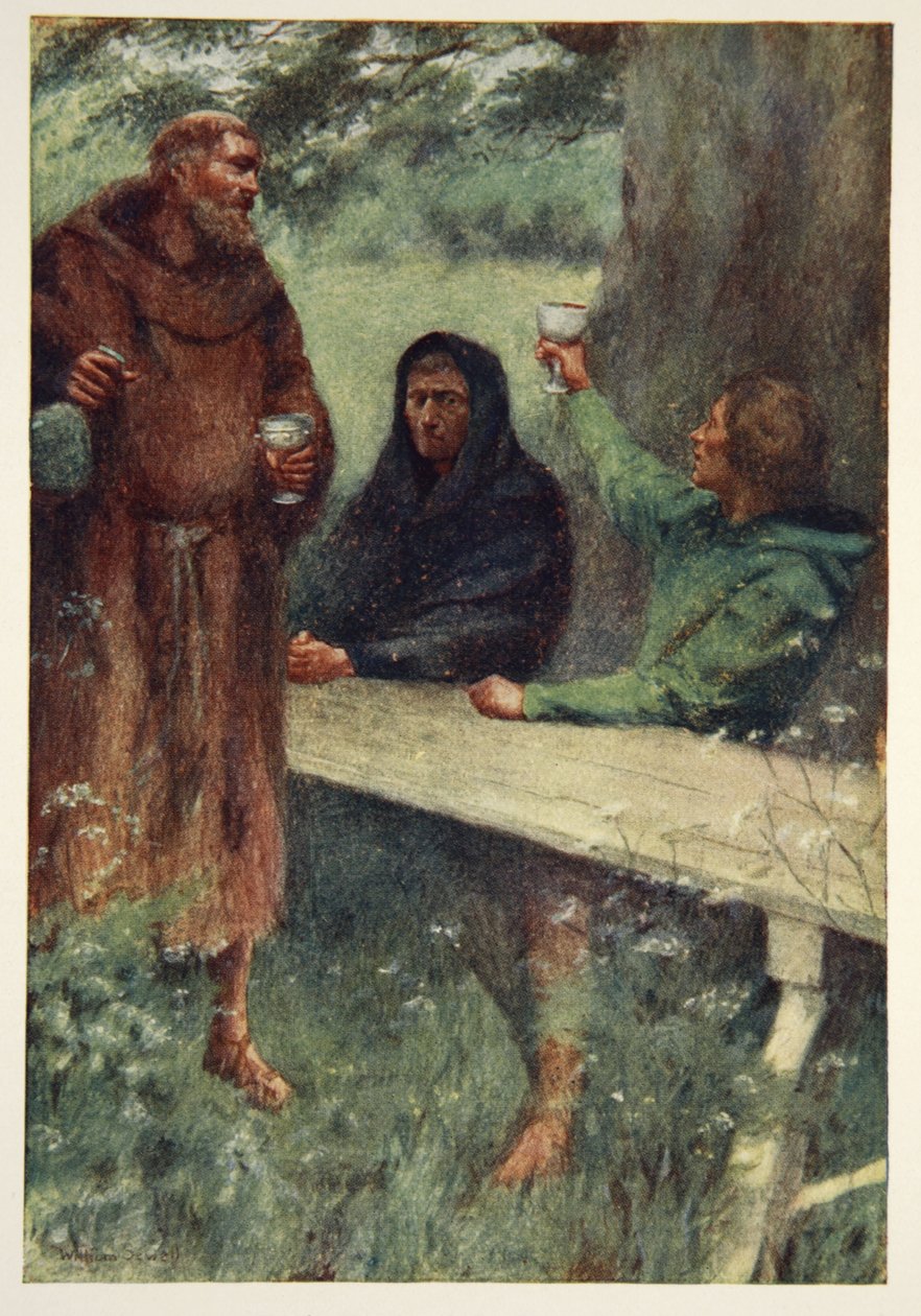 Robin Hood e o Monge Negro, frontispício de &39;Hero Myths e Legends of the British Race&39; de MI Ebbutt, 1910 de William Sewell