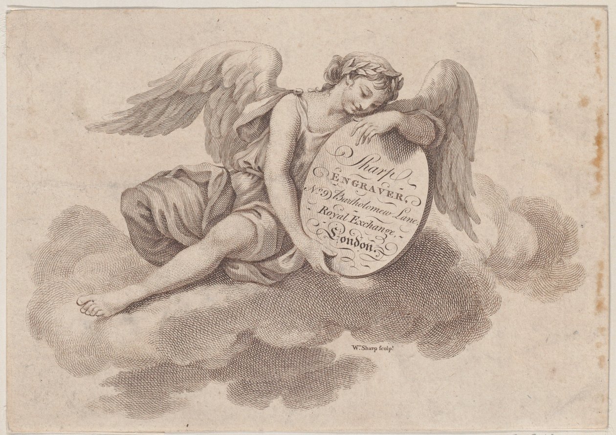 Trade Card para William Sharp, Engraver, século XVIII. de William Sharp