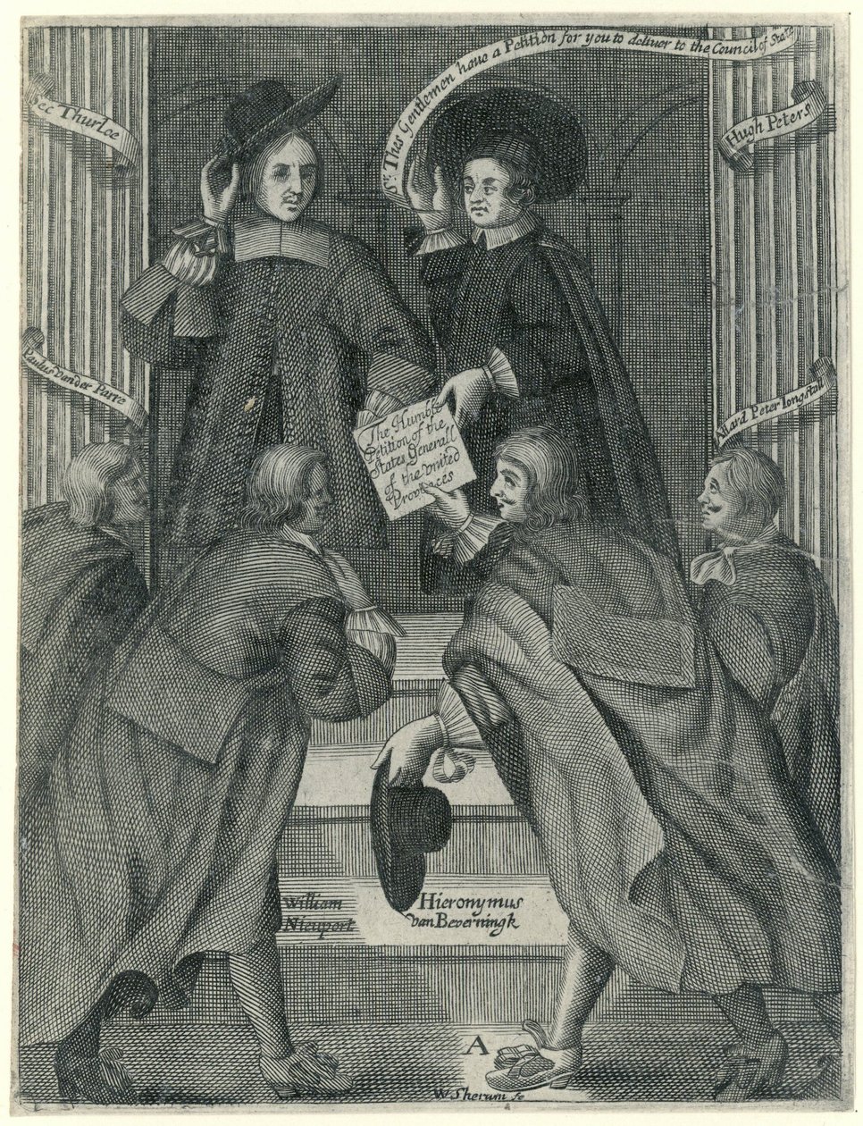 Apresentar uma petição ao Secretário de Estado inglês, c. 1654 de William Sherwin